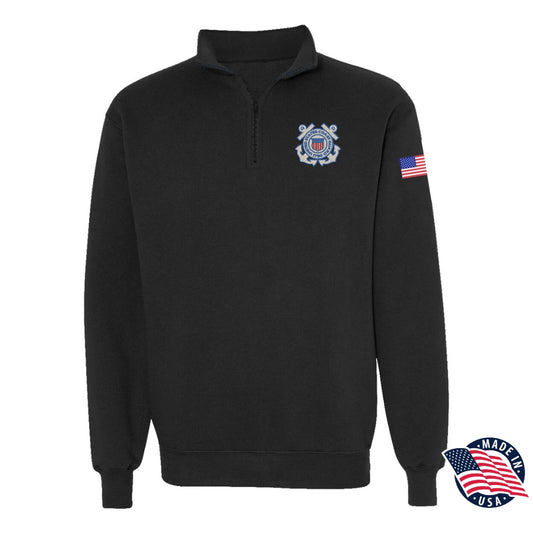 U.S. Coast Guard Insignia Men's Quarter Zip Sweatshirt