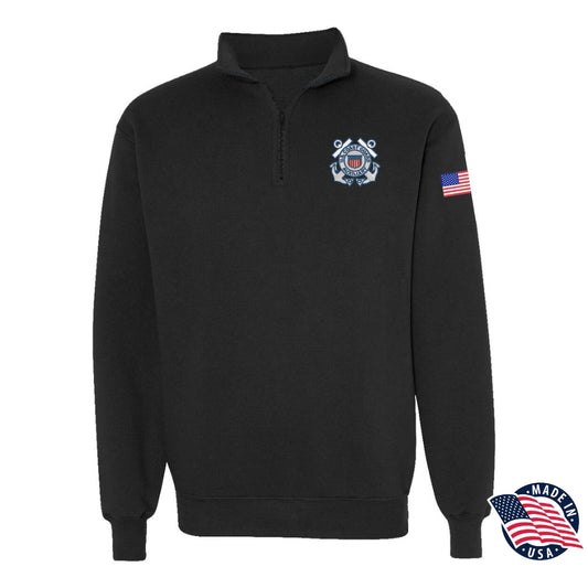 U.S. Coast Guard Auxiliary Emblem Men's Quarter Zip Sweatshirt
