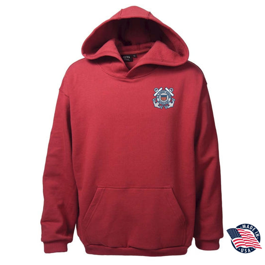 U.S. Coast Guard Auxiliary Emblem Men's Cotton Polyester Pullover Fleece Hoodie