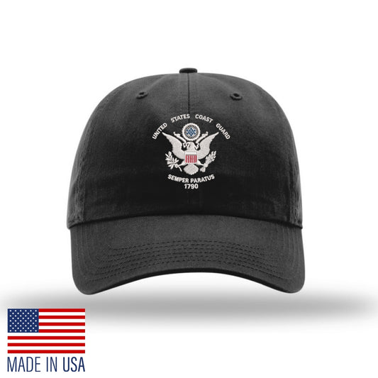U.S. Coast Guard Flag Unstructured Cap - Black