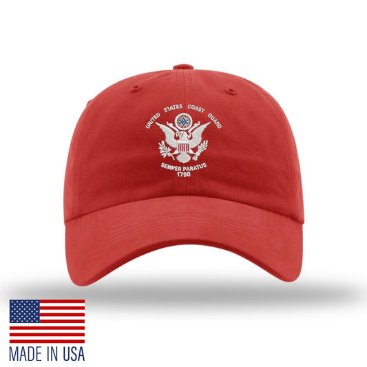 U.S. Coast Guard Flag Unstructured Cap - Red