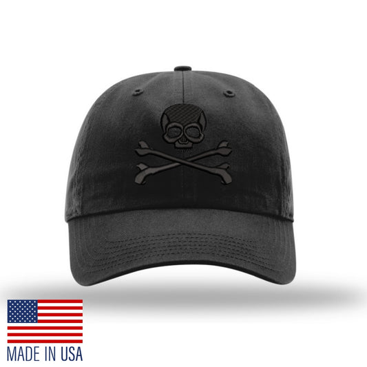 OTW Jolly Roger Blackout Structured Cap with 3D Embroidery - Black