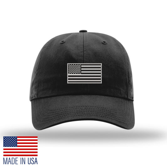 American Flag Unstructured Hat - Black w/ Silver