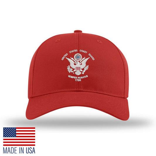 U.S. Coast Guard Flag Structured Cap Structured Cap - Red