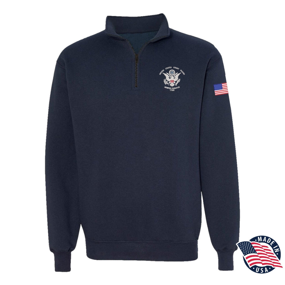 U.S. Coast Guard Flag Men's Quarter Zip Sweatshirt – Coast Guard for Life