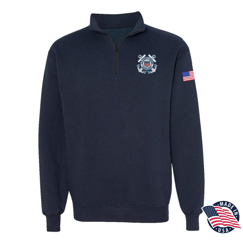 U.S. Coast Guard Auxiliary Emblem Men's Quarter Zip Sweatshirt – Coast ...